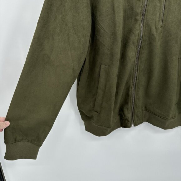 BEN SHERMAN bomber jacket coat faux suede casual zip up olive green XL - Picture 5 of 8